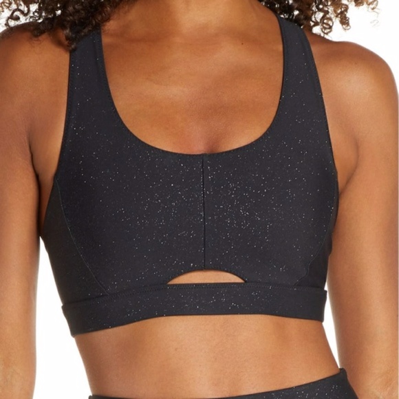 soulcycle Other - Soulcycle Half Moon Glitter Sports Bra L Black